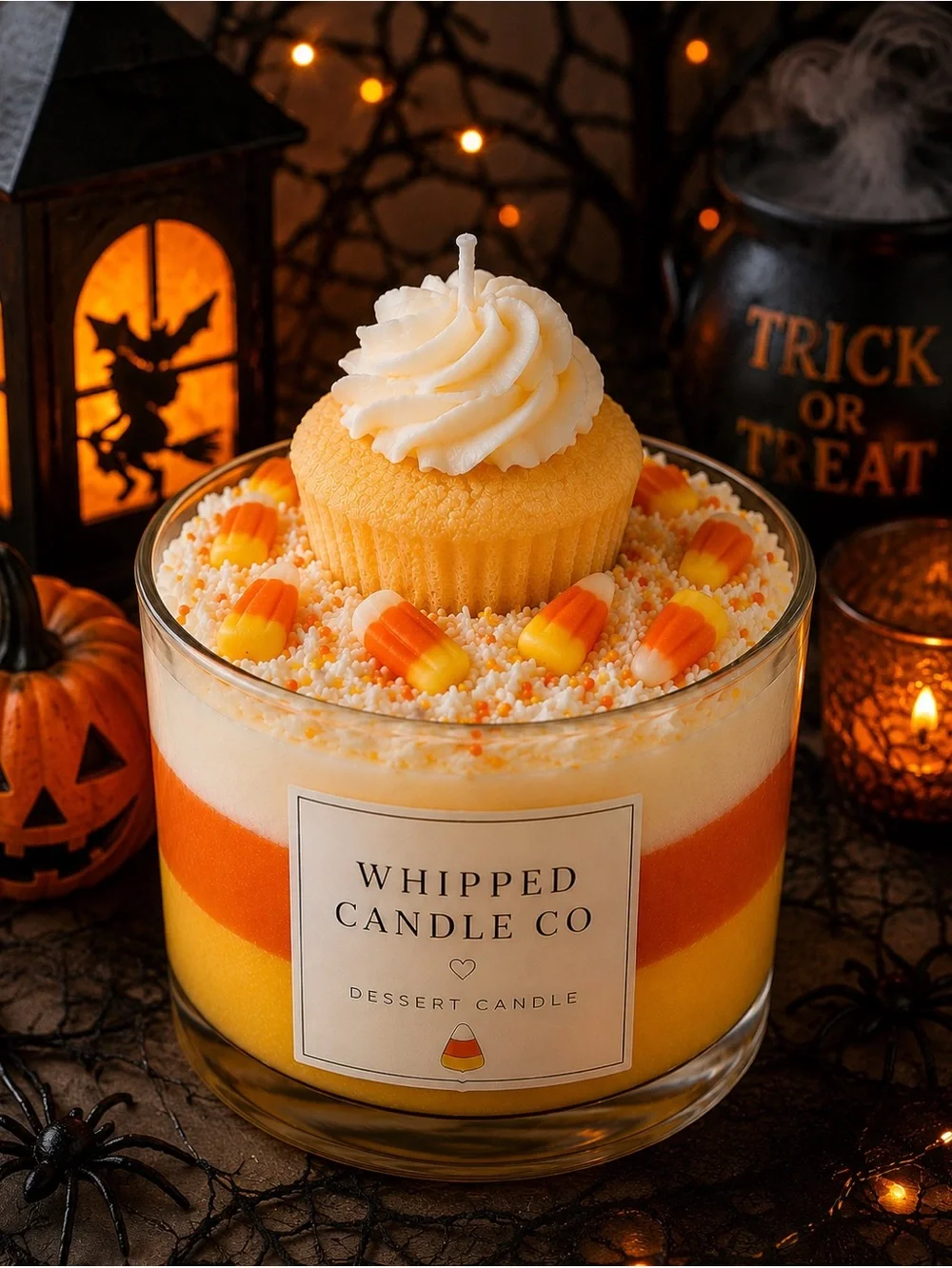Halloween Candy Corn Layered Dessert Candle - Orange, Yellow, White